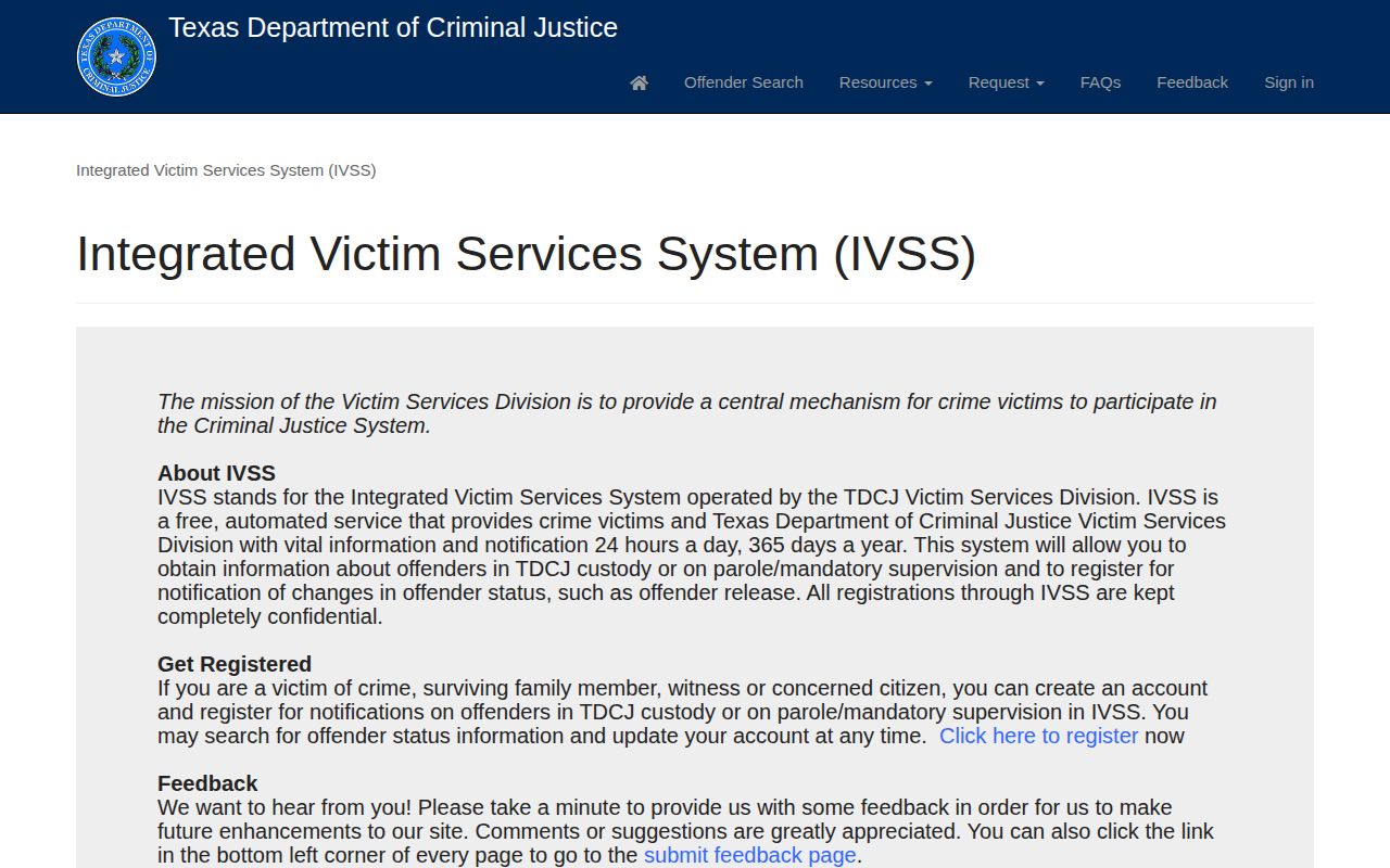 Jim Wells County IVSS inmate release alert person search